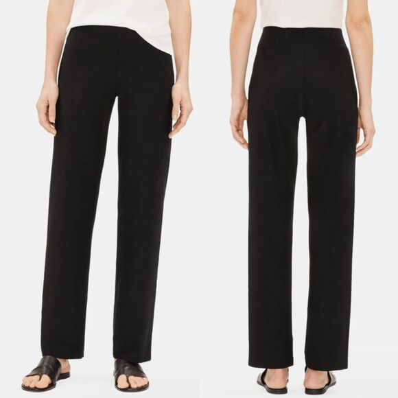 Eileen Fisher Women’s System Washable Stretch Crepe Straight Pant Black - Picture 1 of 11